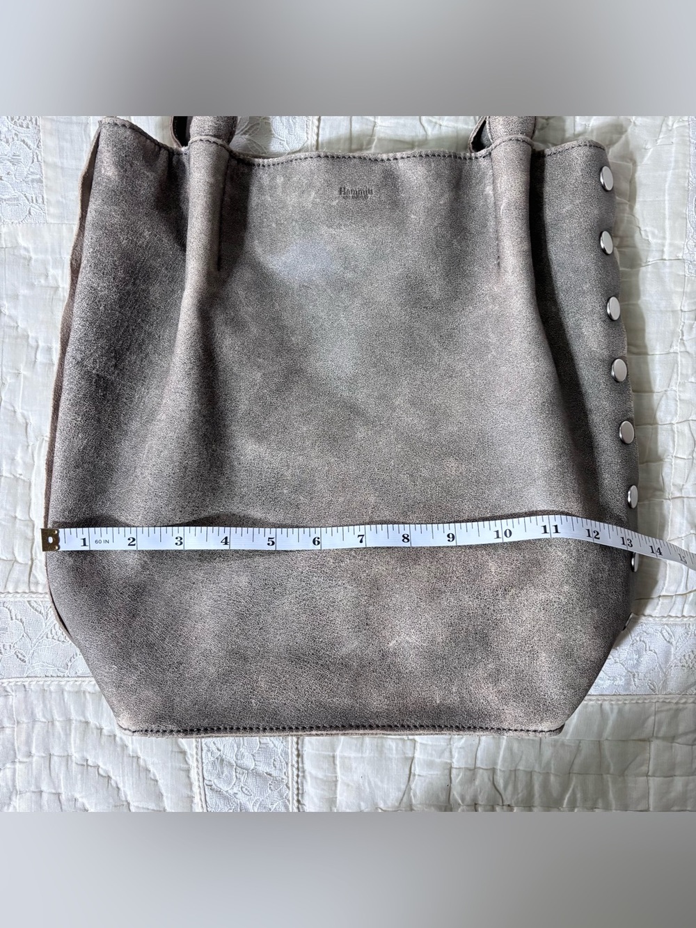 Hammitt | Leather Oliver Tote Bag Purse | Pewter with Silver Hardware - Picture 14 of 16